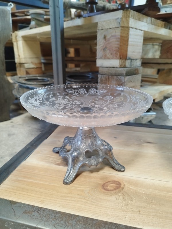 Coupe cristal pied argenté XXe 
