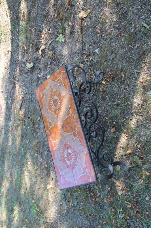 60s wrought iron and ceramic coffee table