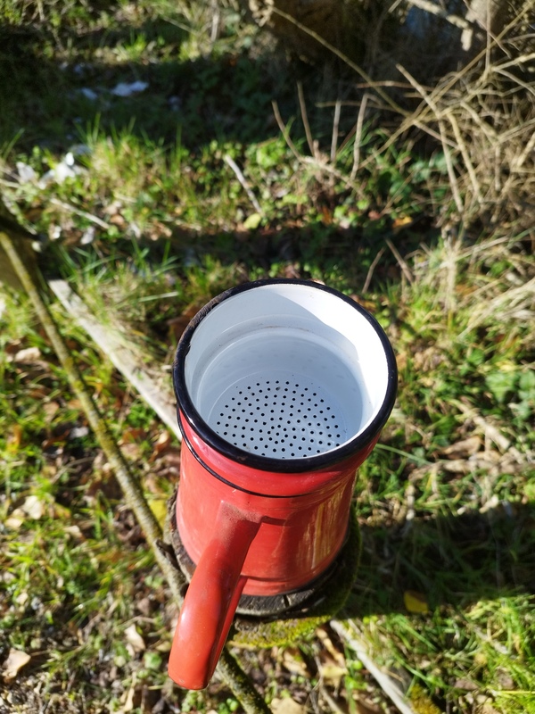 Old enameled coffee pot