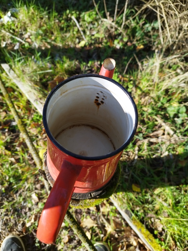 Old enameled coffee pot