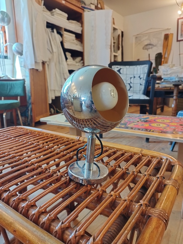 70s chrome eye ball wall light