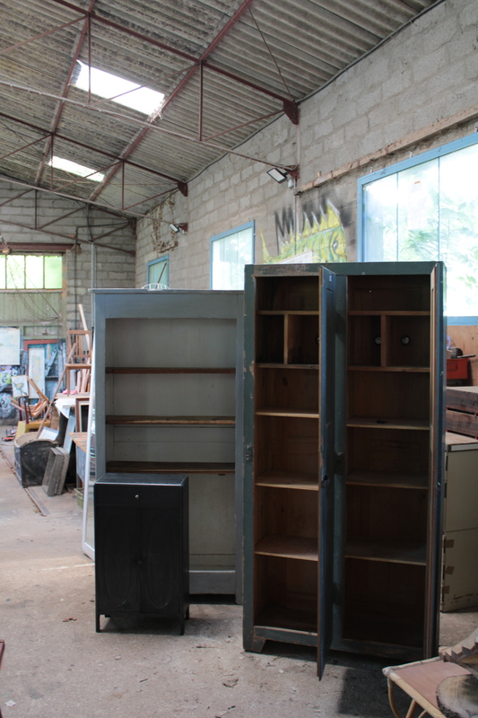 1950s wooden locker room 