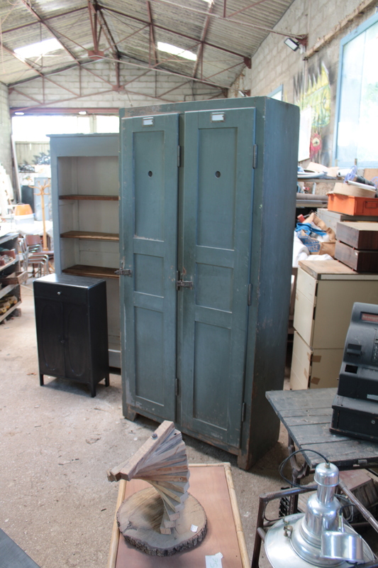 1950s wooden locker room 