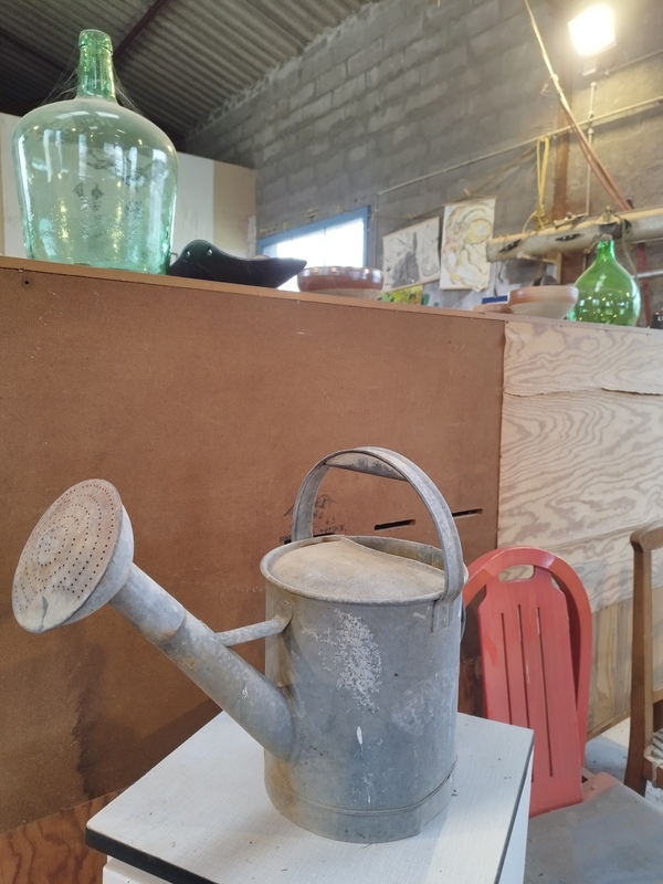 Old vintage zinc watering can 