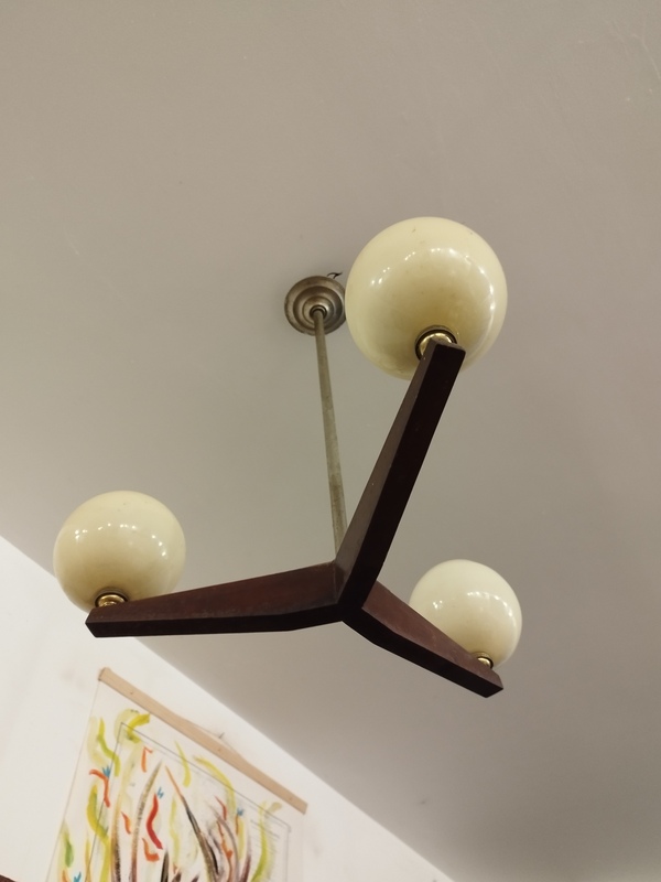 Art Deco pendant light with three globes