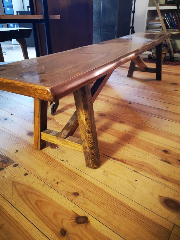 Old solid oak bench