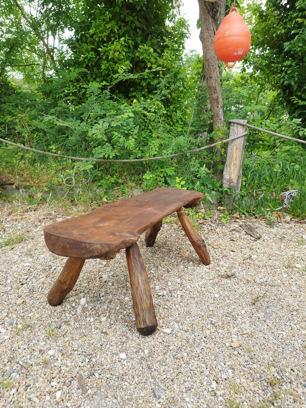 20th century brutalist olive tree bench 