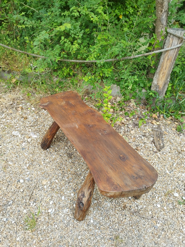 20th century brutalist olive tree bench 