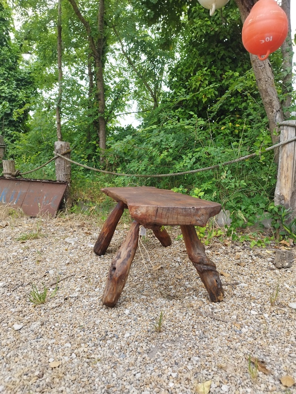 20th century brutalist olive tree bench 