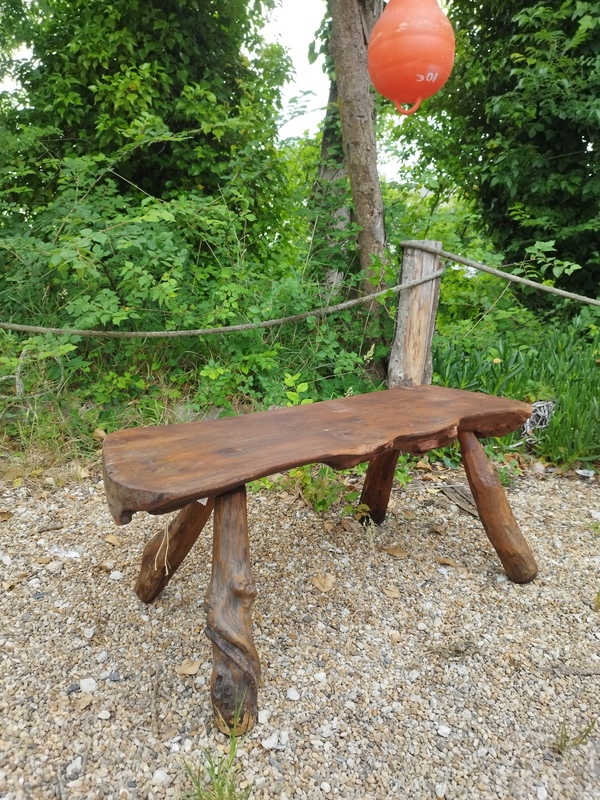 20th century brutalist olive tree bench 