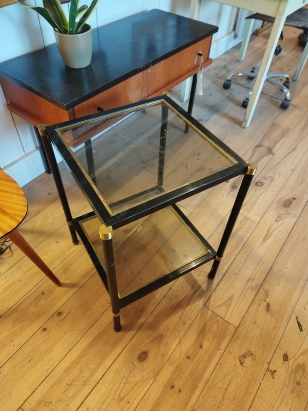 Brass and glass side table