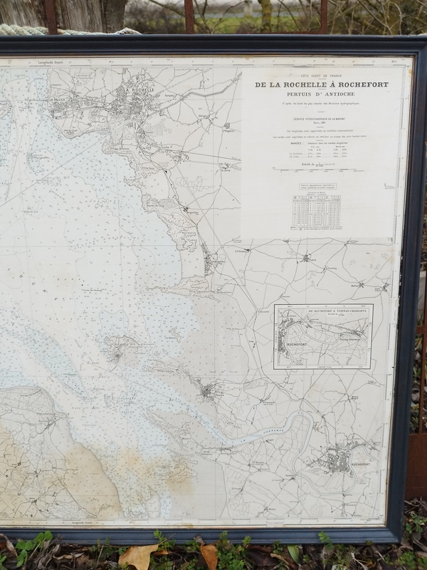 Framed Rochefort to La Rochelle nautical chart