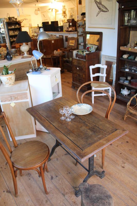 Cast iron and wood bistro table