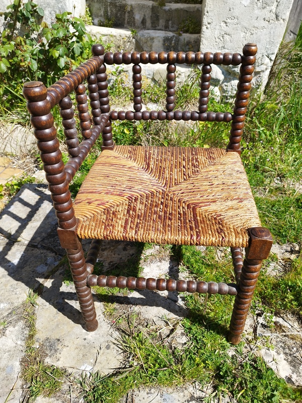 Turned wood corner chair 1950s