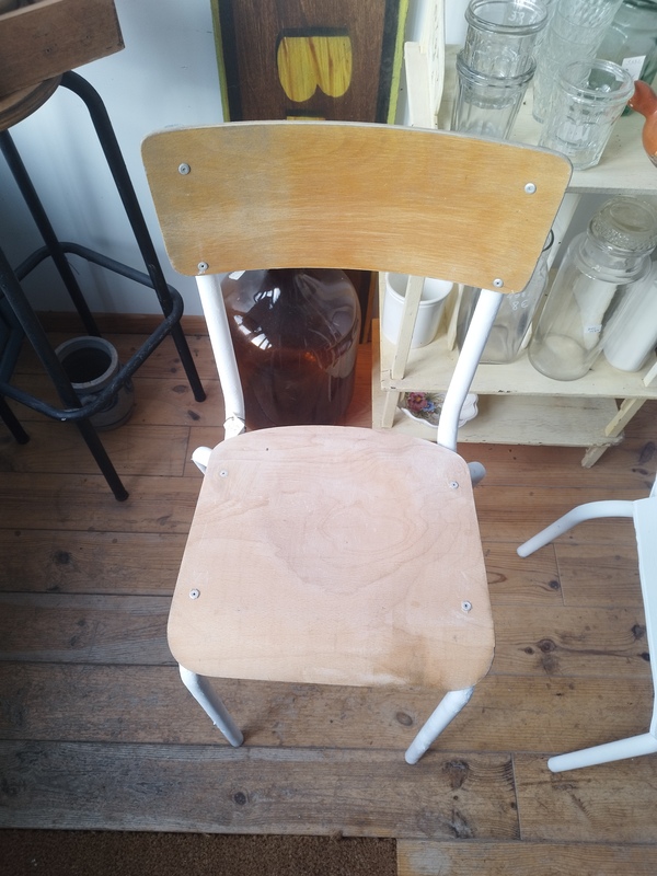 High chair, white and wood 