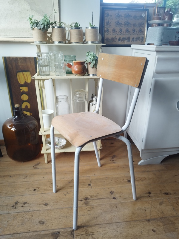 High chair, white and wood 