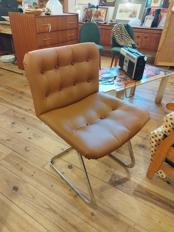 Space Age 70s chrome and leatherette chair 