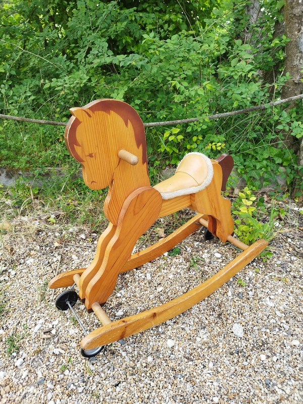 70s wooden rocking horse