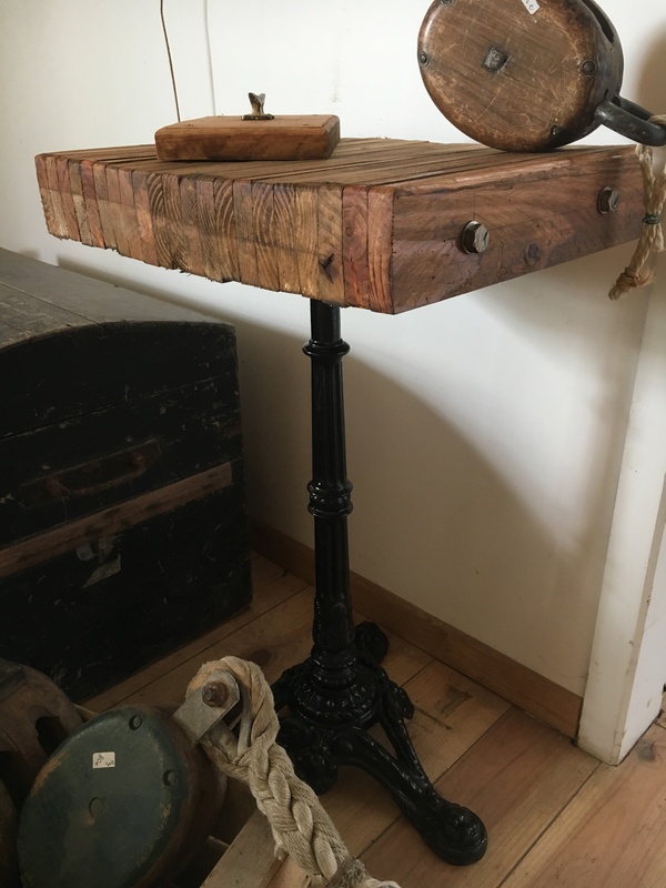 Reclaimed wood console and bistro legs