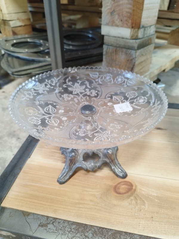 20th century silver-footed crystal cup 