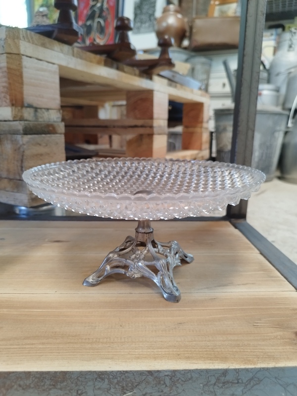 20th century silver-footed crystal cup 