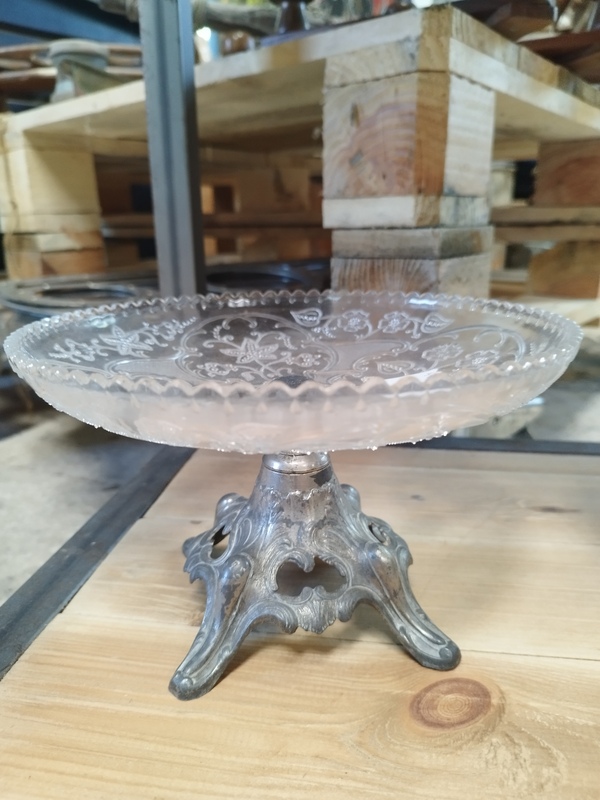 20th century silver-footed crystal cup 