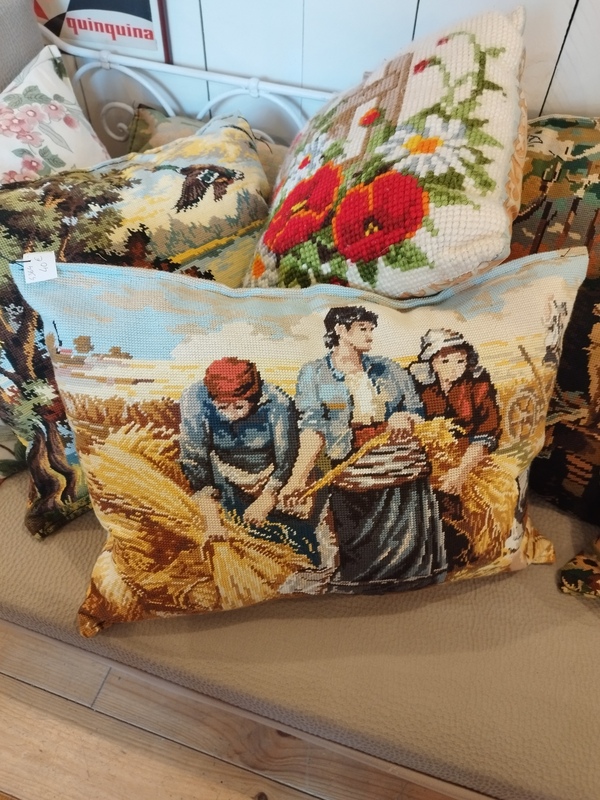 Vintage 60s 70s canvas cushion