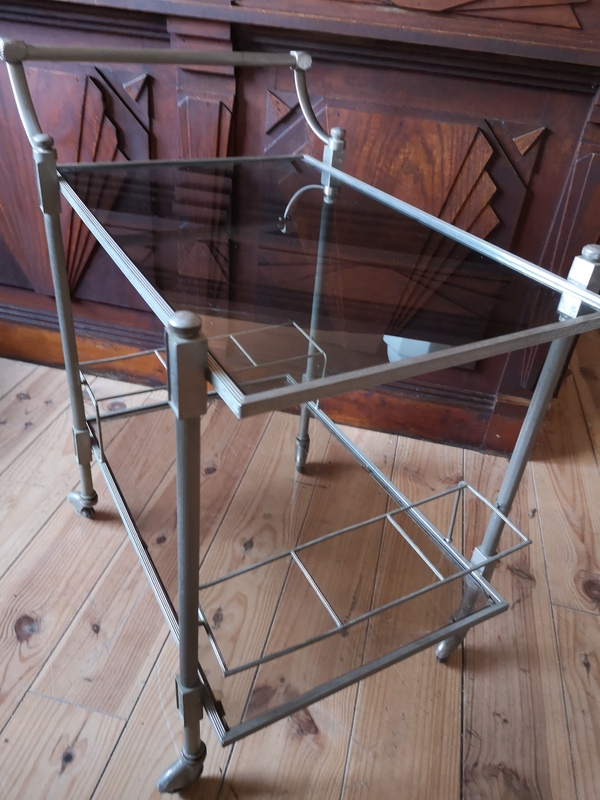 Silver metal trolley