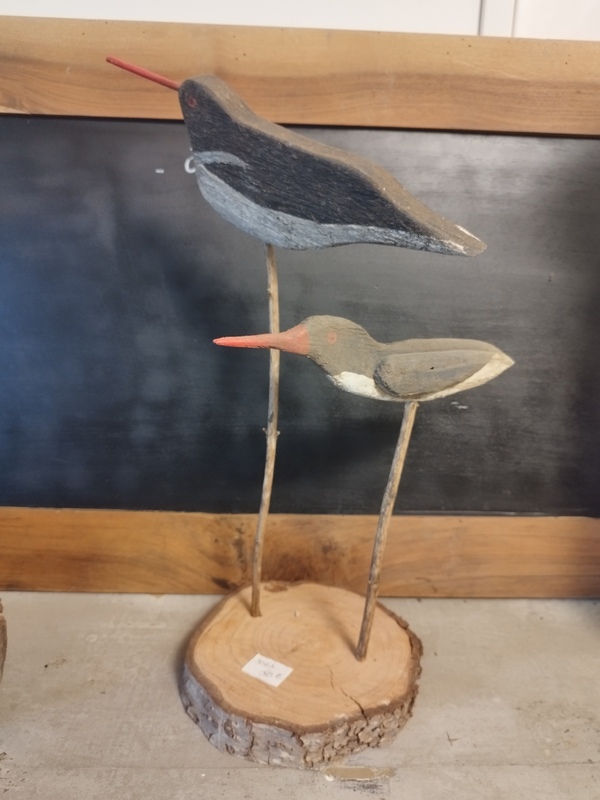 Three wooden marsh birds