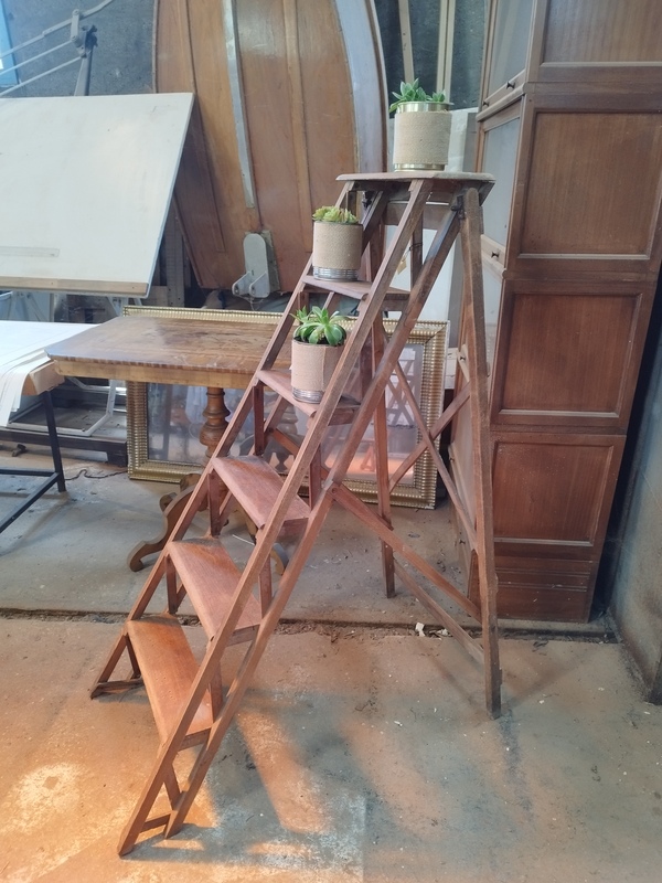 Vintage wooden stepladder from the 1950s