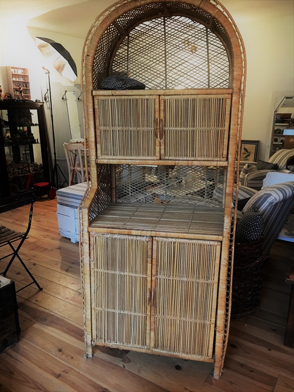 Rattan library shelf