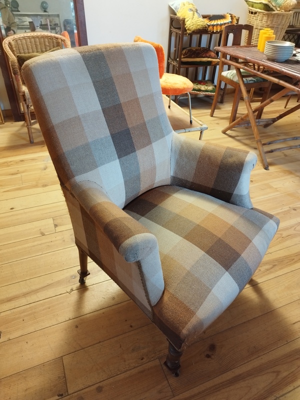 Tweed check armchair