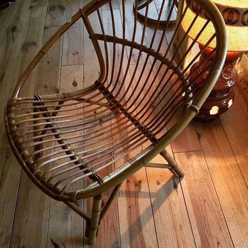 Rattan shell armchair