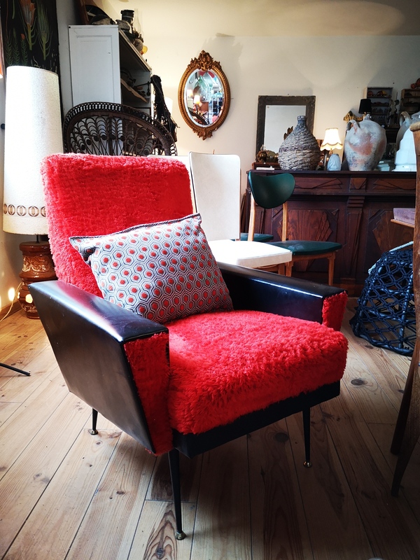 Vintage red and black armchair