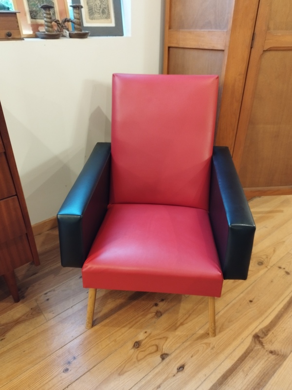 Vintage 70s faux leather armchair