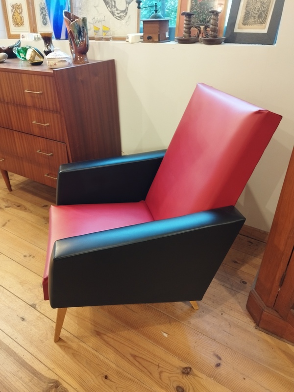 Vintage 70s faux leather armchair