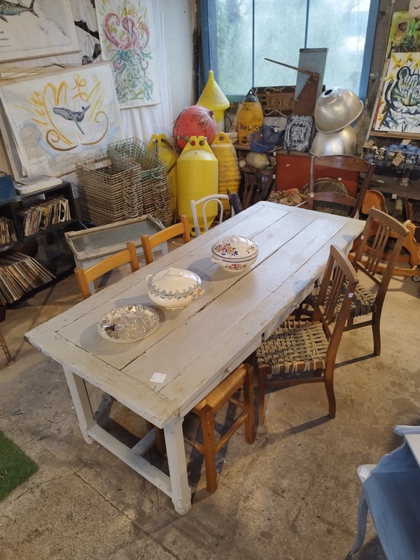 Large antique workshop table 