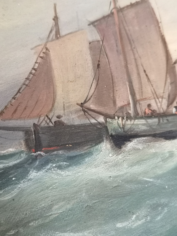 Oil on wood old frame early twentieth