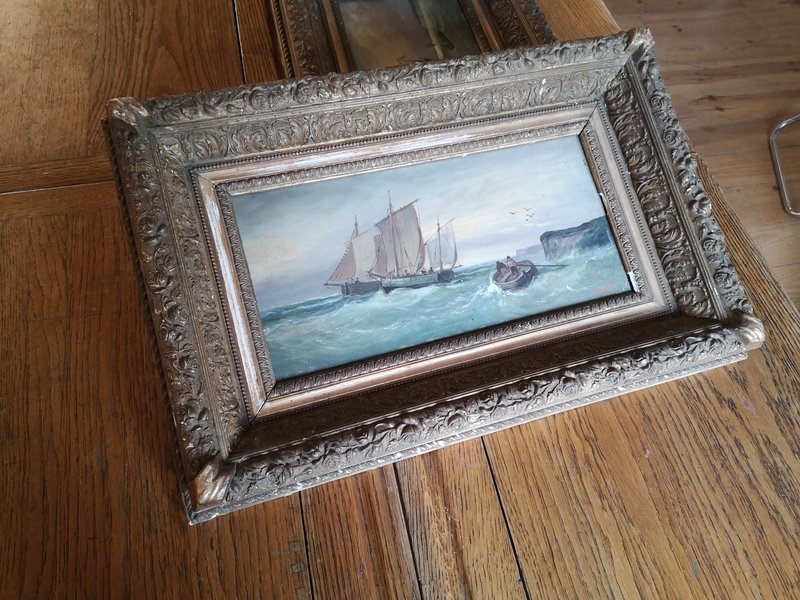 Oil on wood old frame early twentieth