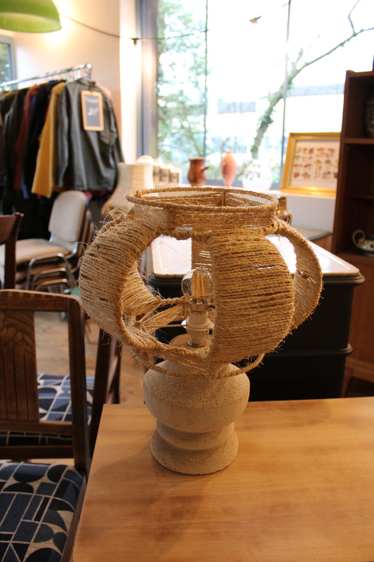Stone and rope table lamp