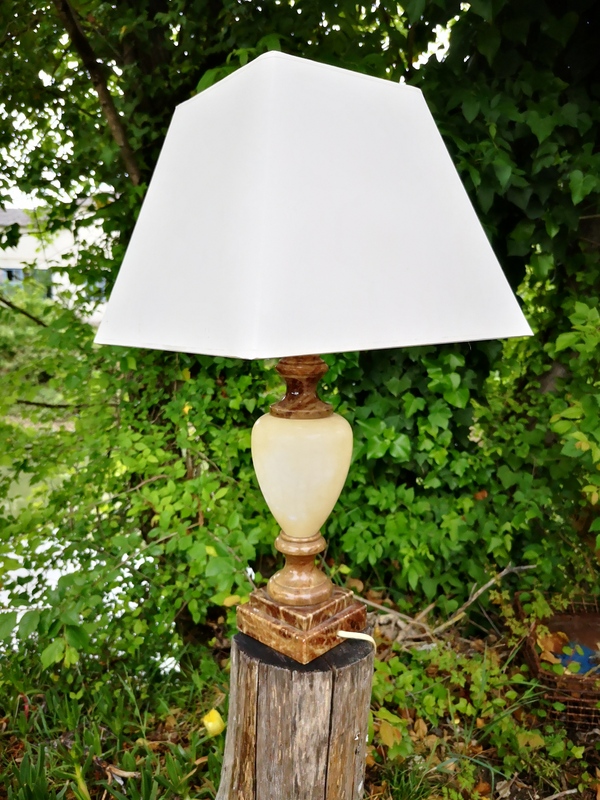 Alabaster and marble bedside lamp