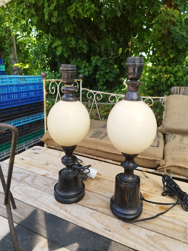 Ostrich egg lamp, early 20th century 