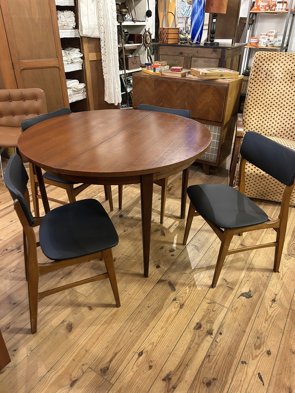 Set of mid-century black leatherette chairs