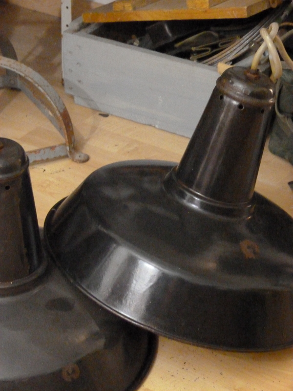 Lot of 2 enamelled lampshades