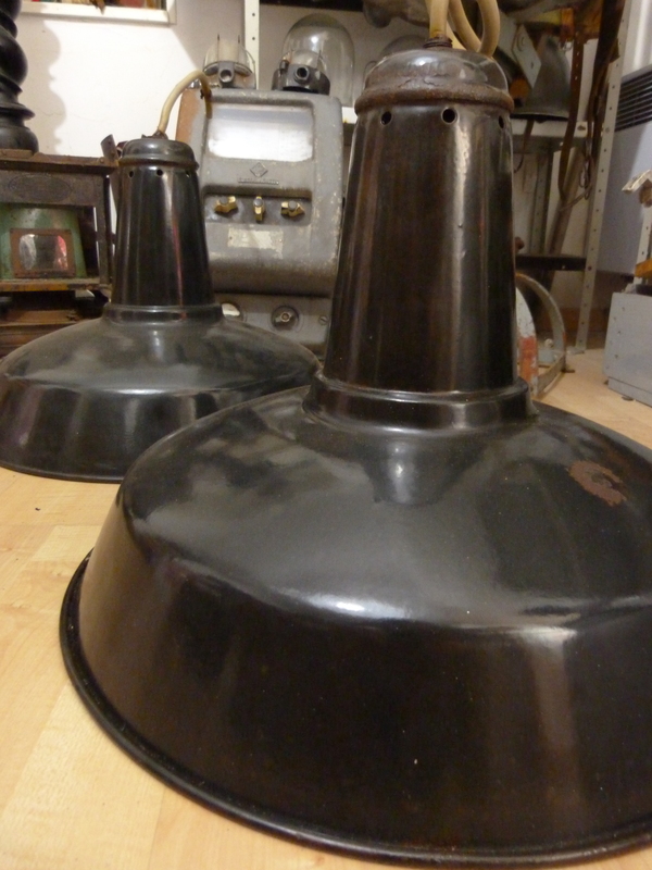 Lot of 2 enamelled lampshades