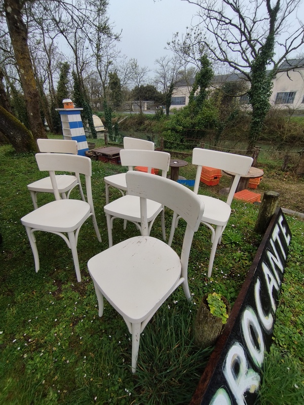 Set of six bistro chairs