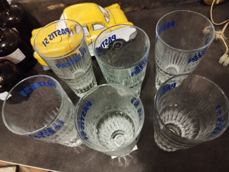 Set of six vintage Pastis glasses