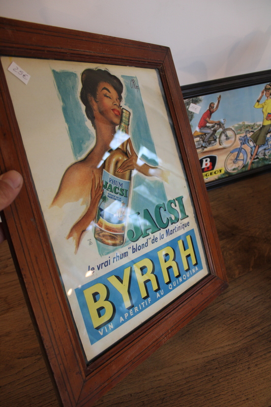 Lot of two old framed advertisements 