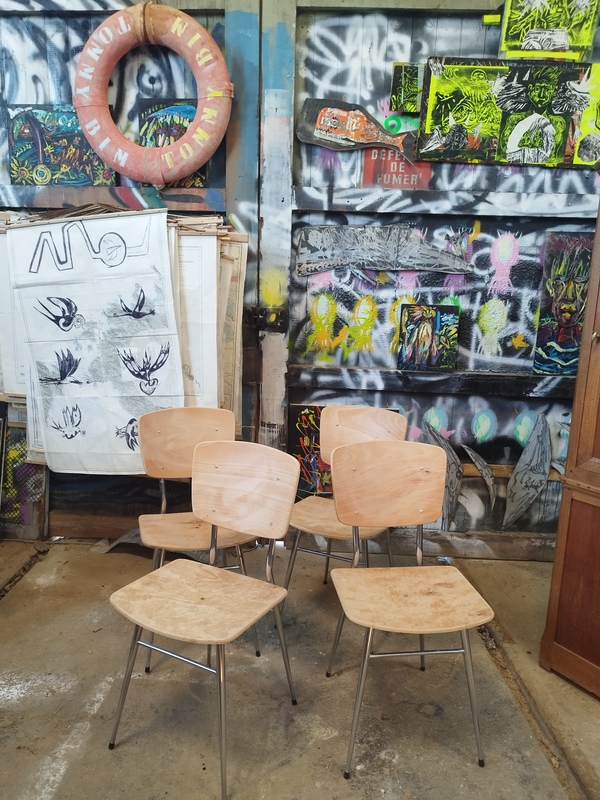Set of four 60s designer chairs