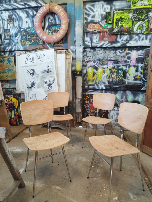 Set of four 60s designer chairs